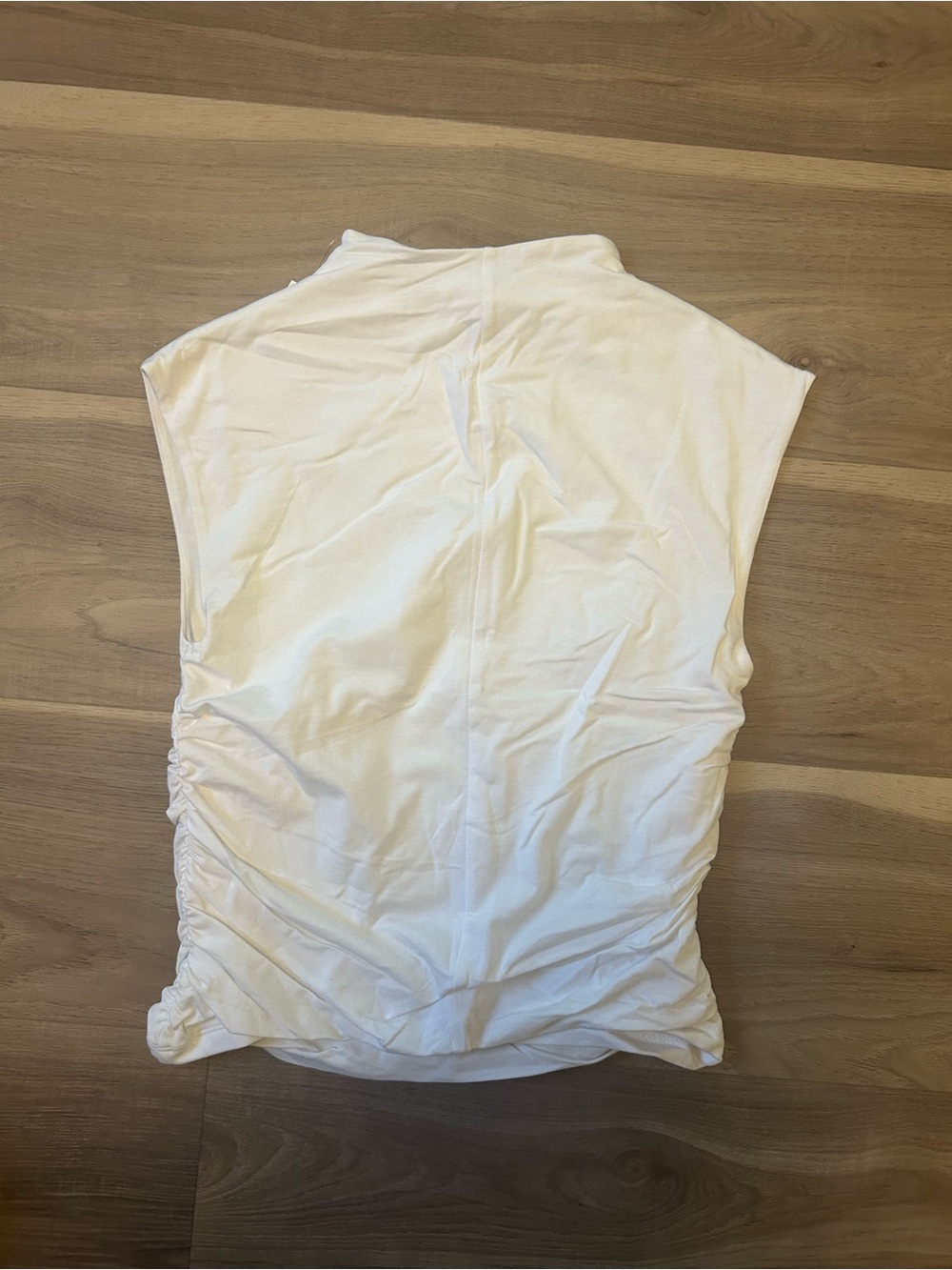 Abercrombie & Fitch White Sleeveless Ruched Side Tank
